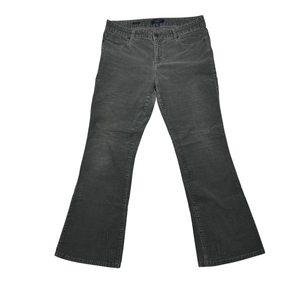 Talbots‎ Pants Womens 12 Corduroy Signature Boot Grey Flare Stretch Mid Rise Y2K